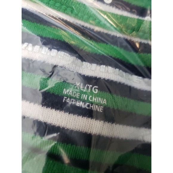 Allison Daley T-Shirt Top Short Sleeve Striped Studs Color  green navy  XL - Picture 6 of 6